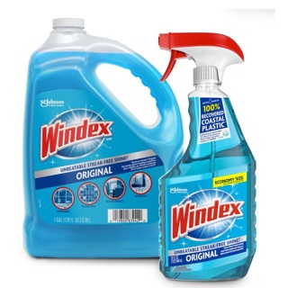 Windex Original Glass Cleaner, 1 spray bottle + 128 fl. oz. Refill