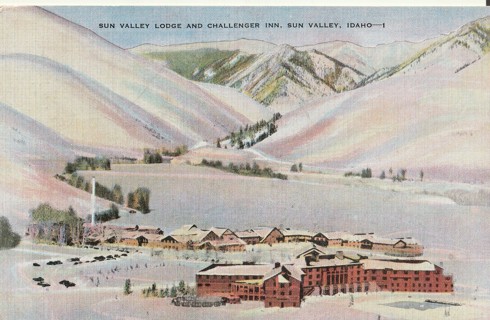 Vintage Unused Postcard: p: Linen: Sun Valley Lodge & Challenger Inn, Sun Valley, ID
