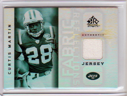 Curtis Martin, 2005 Upper Deck Fabric Reflections RELIC Card #FR-CM, New York Jets, (L5