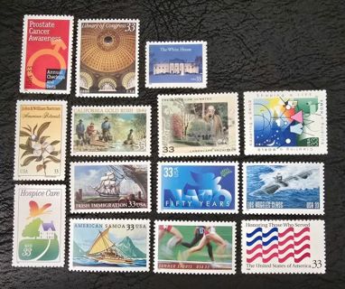 One Lot of 14 Mint .33 US Postage Stamps