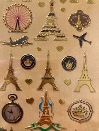 Kawaii gold paris stickers 