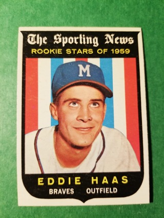 1959 - TOPPS EXMT - NRMT BASEBALL - CARD NO. 126 - EDDIE HAAS ROOKIE  - BRAVES