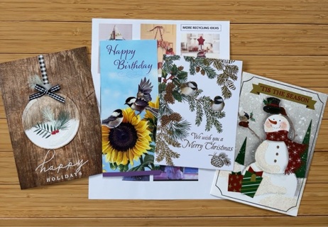 4 Greeting Card Tops with 9 Recycling Ideas 