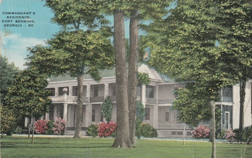Vintage Used Postcard: 1941 Commandant's Residence, Fort Benning, GA