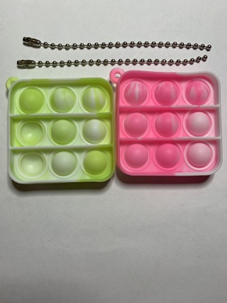 ♥SQUARE/KEYCHAIN~SET #7~POP-IT FIDGET TOY WITH BEADED CHAIN~FREE SHIPPING♥