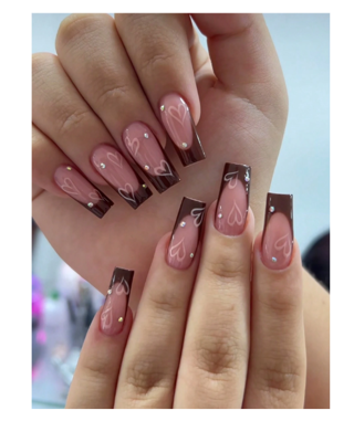 24pcs Full Cover Glossy Pink French Press On False Nails