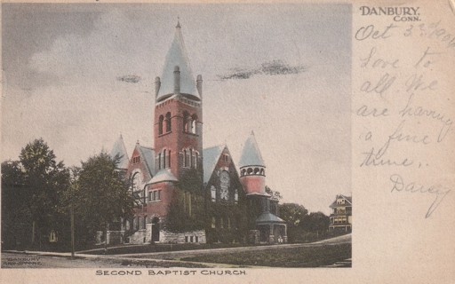 Vintage Used Postcard: (a): 1906 Second Baptist Church, Danbury, CT