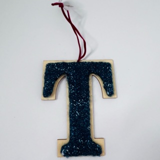 Initial T Blue Sweater Look Ornament Monogram  