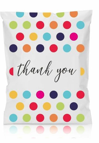 ➡️⭕(2) COLORFUL POLKA-DOTS THANK YOU POLY MAILERS 10x13" & 6x9"