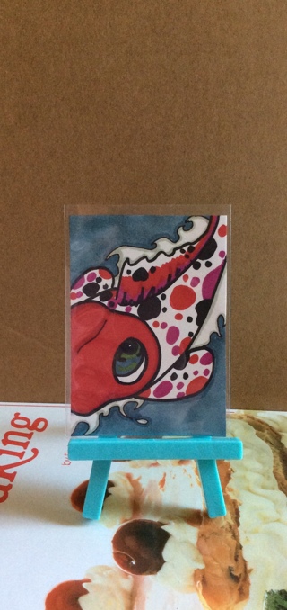 Red Spotted Koi original drawing aceo