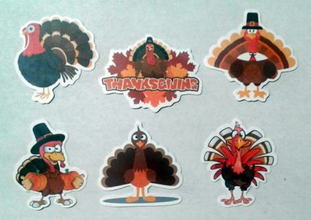 Six Thanksgiving Day Turkey Stickers #1