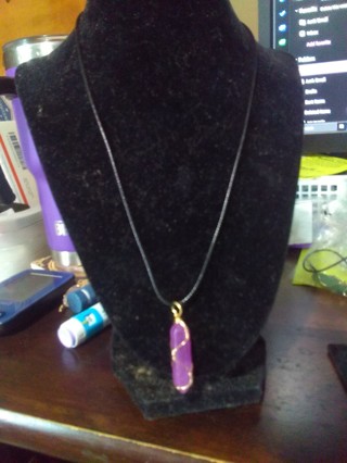 Natural Stone Pendant Necklace Purple