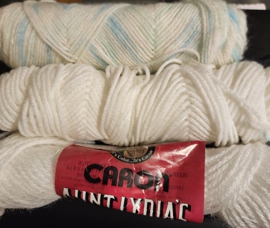 Lot of 3 - Various White Yarns - total weight is 4.2 ozs