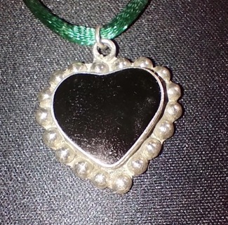 NECKLACE STERLING SILVER AND BLACK ONXY WITH SILK 20 GREEN NECKLACE STRAP JUST BEAUTIFUL AND A DEAL.