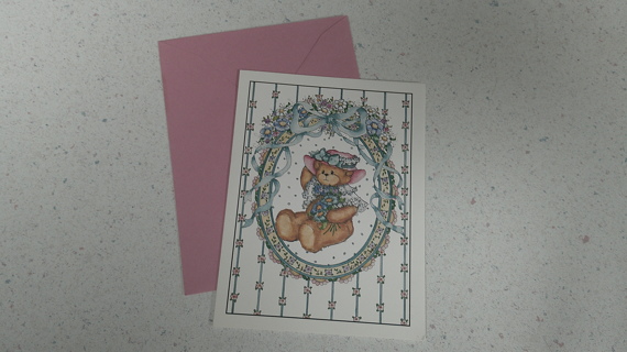 Teddy Bear Note Card Blank Inside with Envelope