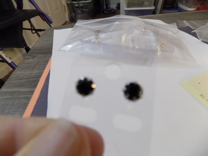Small black faceted rhinestone post earrings
