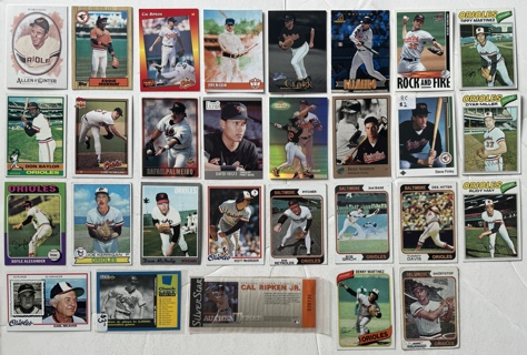 Baltimore Orioles 1970s - 2000s Baseball Trading Card Lot of 28 w/ HOFers Rookie