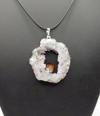 Awesome New Unique Sparkly Geode with Citrine Chunk Statement Necklace