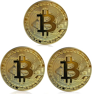 [NEW] 3-Pack Gold Bitcoin Coin Gold Plated Alloy Commemorative Souvenir Collectible Coins Gifts