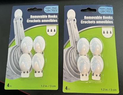 2 Brand New Sets of Plastic Removeable Hooks