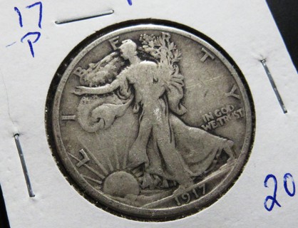 ★★ 1917 WALKING LIBERTY HALF DOLLAR F/F ★★ **90% SILVER** "BETTER DATE"