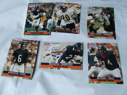 1991 Chicago Bears Team Pro Set Card Lot of 6