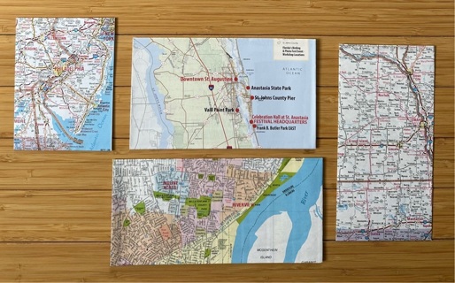 4 Envelopes recycled Map pages 