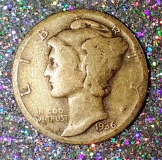 DIME SILVER 1936 SUCH A BEAUTIFUL DESIGN I JUST LOVE THE OLD SILVER COINS