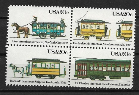 1983 Sc2059-62 Streetcars MNH block of 4