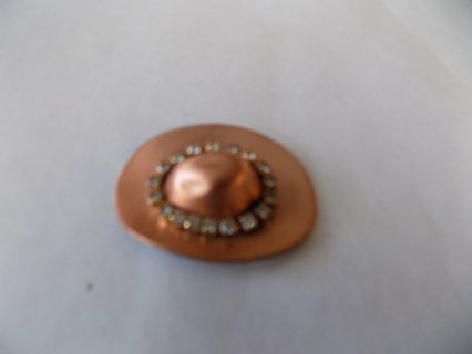 2 inch copper cowgirl hat embellishment with rhinestones