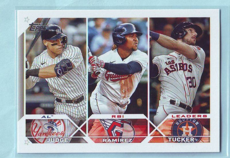 Free 2023 Topps Aaron Judge Jose Ramirez AL RBI Leaders Baseball Card