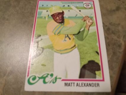 1978 TOPPS MATT ALEXANDER OAKLAND A's BASEBALL CARD# 102