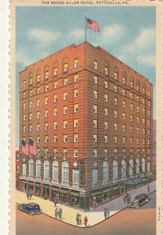 Vintage Unused Postcard: r: Linen: Necho Allen Hotel, Pottsville, PA