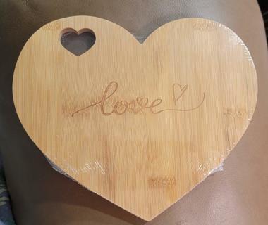 NEW - Heart Shaped Lovely Wood Cheese Board