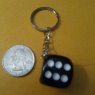 STOCKING STUFFER-New Black Dice Key Chain.Read description before bidding