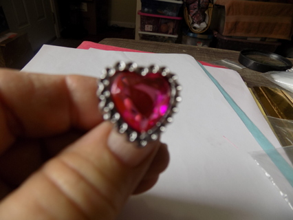 Child's ring large pink heart jewel