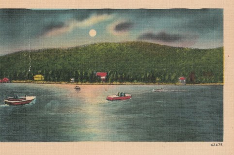 Vintage Unused Postcard: gin k: Boating in the Mountains