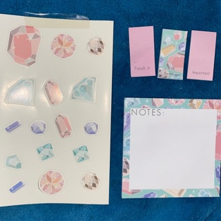 Stationary stickers , note pad. 