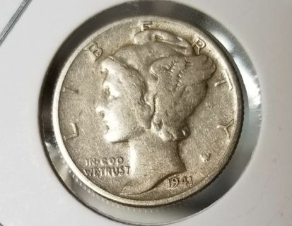 1941-D Silver Mercury dime ~ Winged Liberty - 90% Silver US coin