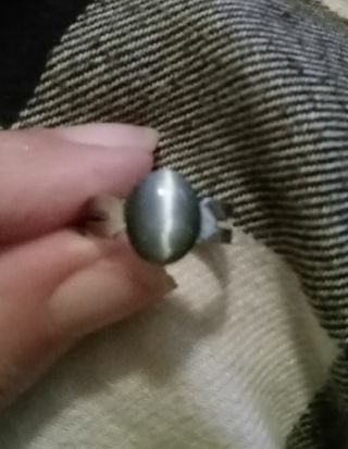 Black gray cats eye stone adjustable ring new