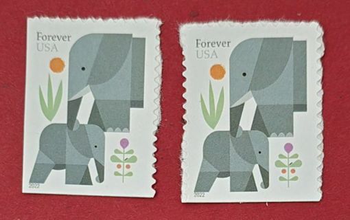 Two Mint Forever Elephant US Self Adhesive Postage Stamps