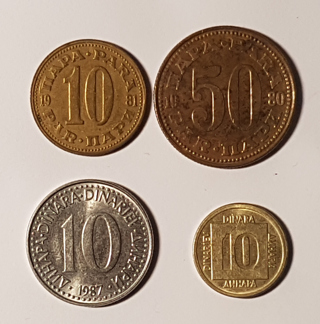 4 Coin Yugoslavia 10 50 Para 10 Dinara 1980 1981 1987 1988