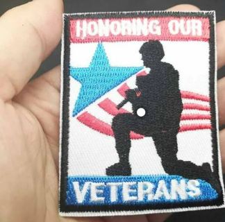 1 NEW HONORING OUT VETERANS IRON ON PATCH ADHESIVE CLOTHING BADGE FREE SHIPPING