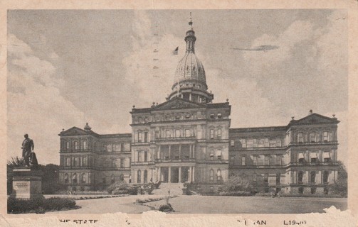 Vintage Used Postcard: (z) 1943 State Capitol, Lansing, MI