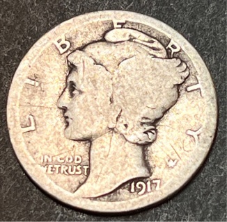 1917-D SILVER MERCURY DIME 