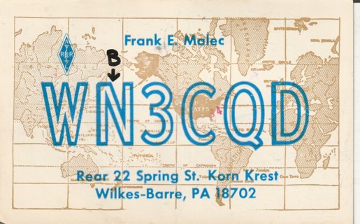 Vintage Used Postcard: Amateur Radio Station Card: ygin: WN3CQD