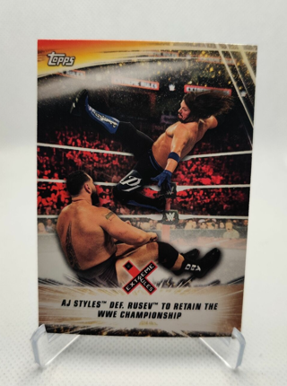 2019 Topps WWE Summerslam #82 AJ Styles def Rusev to Retain the WWE Championship