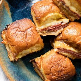 slow cooker ham n cheese melts recipe card + 5 recipes