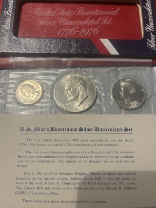 1976-S 40% Silver US Mint 3 Coin Uncirculated Set Complete