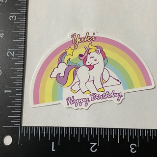 Happy birthday rainbow unicorn large sticker decal new 